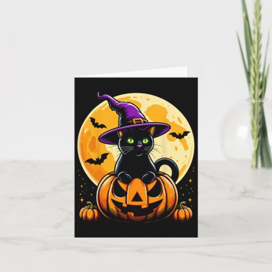 ハロウィン かぼちゃ 黒猫 カード (正面)
