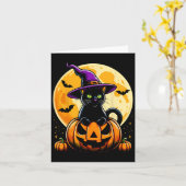 ハロウィン かぼちゃ 黒猫 カード (黄色い花)