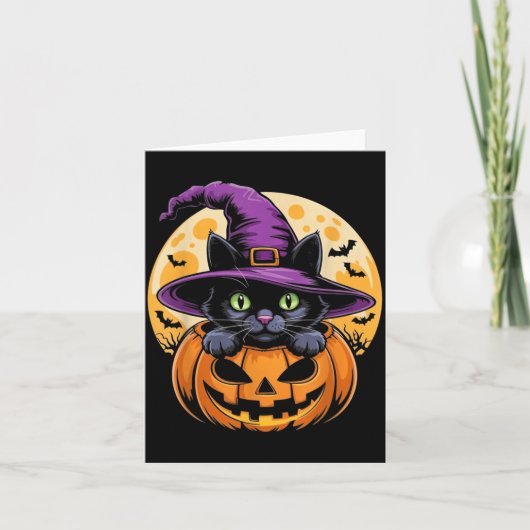 ハロウィン かぼちゃ 黒猫 スケアリー スプーキー カード (正面)