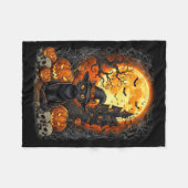 ハロウィン かぼちゃ 黒猫 フリースブランケット (正面(横))
