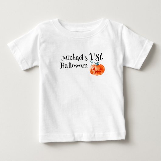 ハロウィン かぼちゃ 1歳 誕生日 ベビー 男の子 ベビーTシャツ (正面)