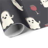 ハロウィン かわいいおばけとワイングラス ラッピングペーパー (ロールコーナー)