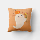 ハロウィン かわいいおばけと花 クッション (裏面)