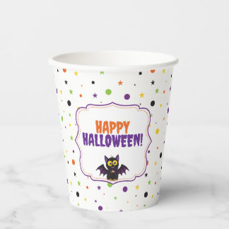 ハロウィン かわいいコウモリ 星 水玉 紙コップ
