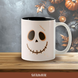 ハロウィン かわいいステッチドクロ スケルトン コーヒーマグ ツートーンマグカップ
