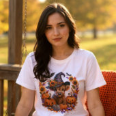 ハロウィン かわいいハイランド・カウ 魔女 帽子 コウモリ かぼちゃ トライブレンドＴシャツ