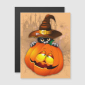 ハロウィン かわいい子猫の魔女とカボチャの友達 (正面/裏面)