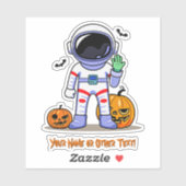 ハロウィン かわいい宇宙飛行士 カボチャ コウモリ 名前入り シール (シート)