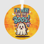 ハロウィン:かわいい幽霊「ボースに来たわ!」 オーナメント (裏面)