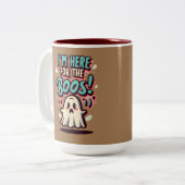 ハロウィン:かわいい幽霊「ボースに来たわ!」 ツートーンマグカップ (正面左)