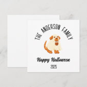 ハロウィン かわいい犬の幽霊コスチューム 個人名入り シーズンカード (正面/裏面)