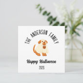 ハロウィン かわいい犬の幽霊コスチューム 個人名入り シーズンカード (スタンド正面)