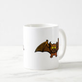 ハロウィン かわいい茶色いコウモリ 黄色い目と牙 コーヒーマグカップ (正面右)