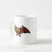 ハロウィン かわいい茶色いコウモリ 黄色い目と牙 コーヒーマグカップ (正面左)