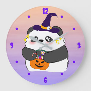 ハロウィン かわいい赤ちゃんパンダのトリック・オア・トリート ラージ壁時計