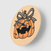 ハロウィン, かわいい顔のカボチャ ラウンド壁時計 (傾斜)