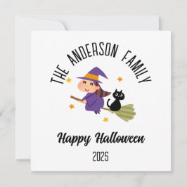 ハロウィン かわいい魔女のほうき パーソナライズ名前 シーズンカード