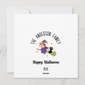 ハロウィン かわいい魔女 ほうきに乗って - 名前入り シーズンカード (裏面)