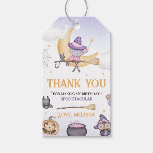 ハロウィン かわいい魔女 誕生日パーティー ギフトタグ (正面)