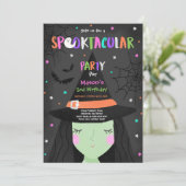 ハロウィン かわいい魔女 誕生日パーティー スプークタキュラー 招待状 (スタンド正面)