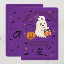 ハロウィン かわいい おばけ 看護師 Trick or Treatment アート 招待状
