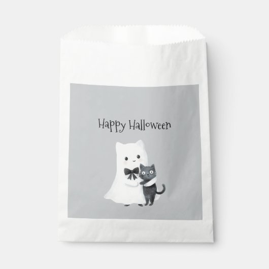 ハロウィン かわいい おばけ 黒猫 フェイバーバッグ (正面)