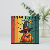 ハロウィン かわいい おもしろい カボチャ ヴィンテージ 秋 紅葉 招待状 (スタンド正面)