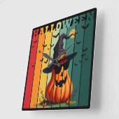 ハロウィン かわいい おもしろ カボチャ ヴィンテージ 秋 紅葉 スクエア壁時計 (傾斜)