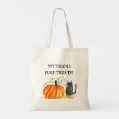 ハロウィン かわいい かぼちゃ 黒猫 モダン トートバッグ (裏面)