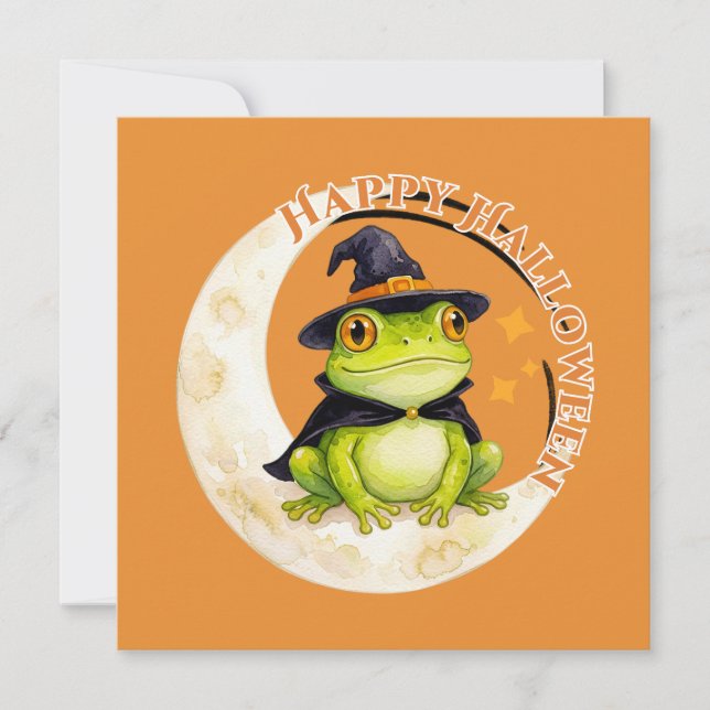 ハロウィン かわいい カエル ヒキガエル 魔女 緑 (正面)