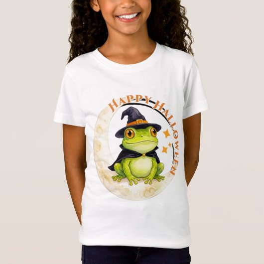 ハロウィン かわいい カエル ヒキガエル 魔女 Tシャツ (正面)