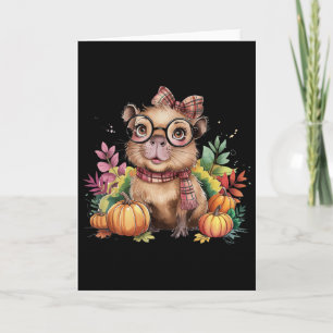 ハロウィン かわいい カピバラ 秋 オータム サンクスギビング カード