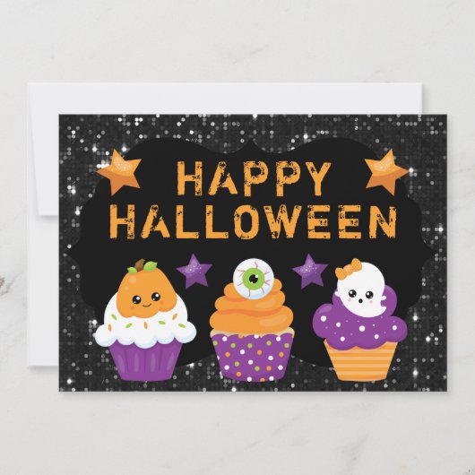 ハロウィン かわいい カボチャの目玉 おばけ カップケーキ (正面)