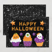 ハロウィン かわいい カボチャの目玉 おばけ カップケーキ (正面/裏面)