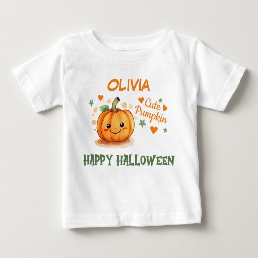 ハロウィン かわいい カボチャの赤ちゃん ベビーTシャツ (正面)