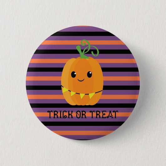 ハロウィン かわいい カボチャ ストライプ 缶バッジ (正面)