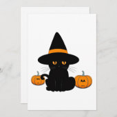 ハロウィン かわいい カートゥーン フレンズ、黒い子猫 シーズンカード (正面/裏面)