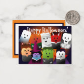 ハロウィン かわいい カートゥーン モンスター ノートカード (正面/裏面インサイチュ)