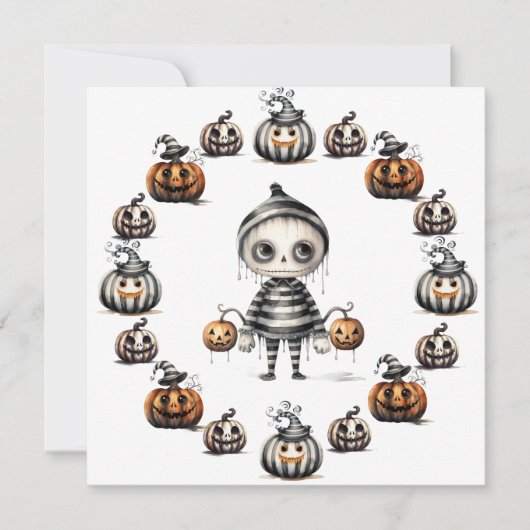ハロウィン かわいい グールとカボチャ シーズンカード (正面)