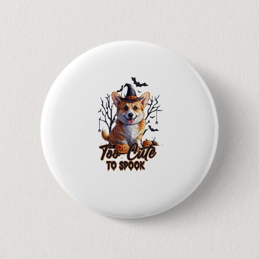 ハロウィン かわいい コーギー 犬 Tシャツ おもしろい 缶バッジ (正面)