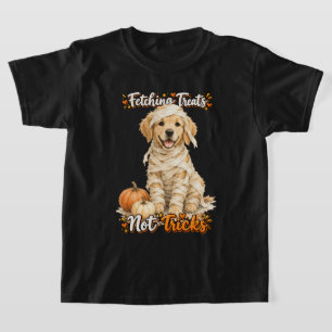 ハロウィン かわいい ゴールデンレトリバー ミイラのいたずら Tシャツ