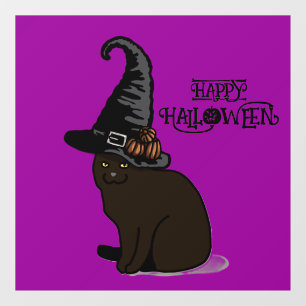 ハロウィン かわいい スプーキー 奇想天外 黒猫 紫 ウィンドウサイン