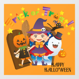ハロウィン かわいい スプーキー 気まぐれな 魔女 オレンジ ウィンドウサイン