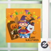 ハロウィン かわいい スプーキー 気まぐれな 魔女 オレンジ ウィンドウサイン (ホーム)