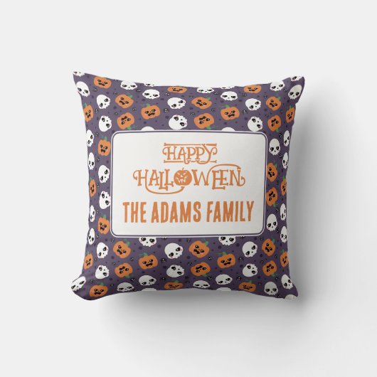 ハロウィン かわいい パターン クッション (正面)