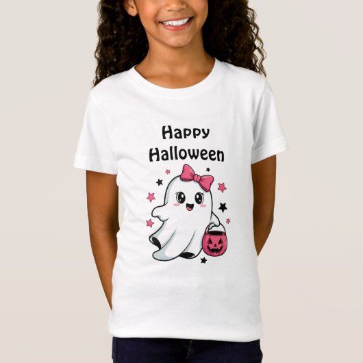 ハロウィン かわいい パンプキン ゴースト Tシャツ (正面)