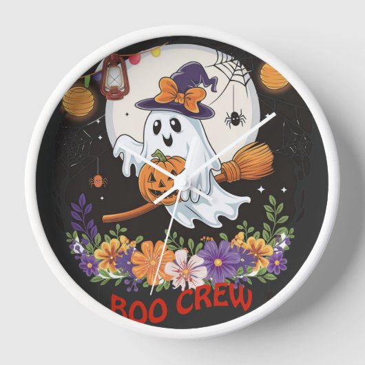 ハロウィン かわいい マジックグローブの幽霊 クラシック 壁時計 (正面)