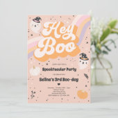ハロウィン かわいい レトロ 怖い ゴースト 誕生日パーティー 招待状 (スタンド正面)