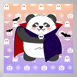 ハロウィン かわいい 赤ちゃんパンダ ドラキュラ ヴァンパイア ポスター