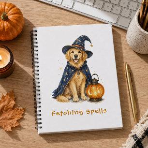ハロウィン かわいい 魔法使い ゴールデンレトリバー ノートブック